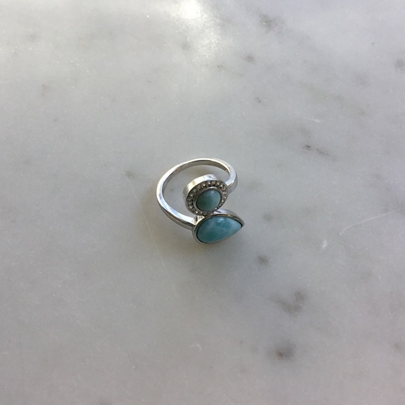 Clearance Sale $28 Firm! Natural Larimar & Cz Sterling Ring, Sz 6 - Picture 10 of 16